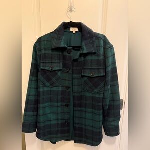 LOFT Plaid Shacket Green and Blue - Small